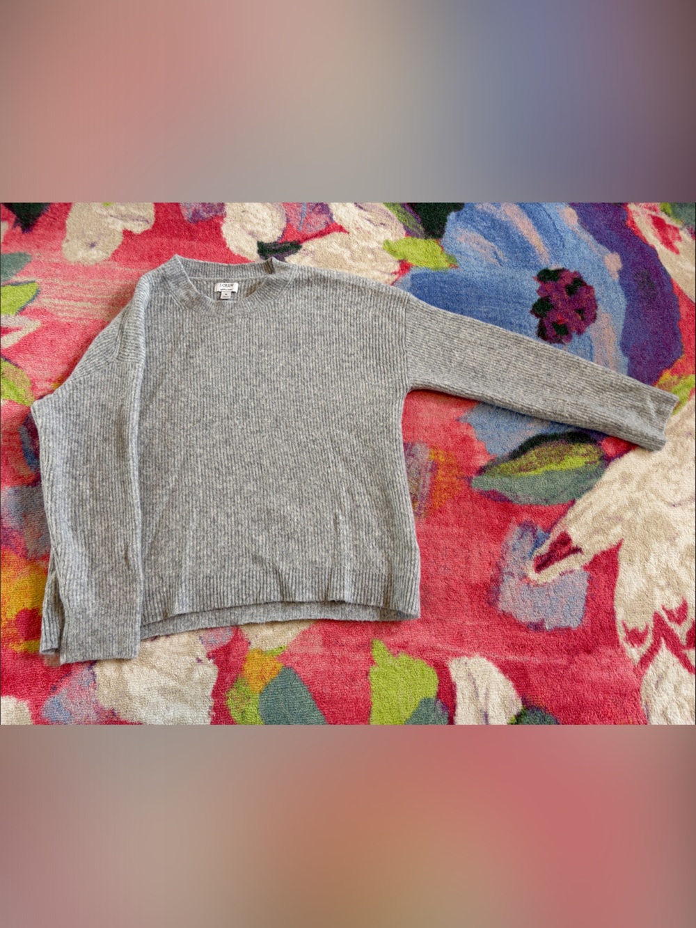 J. Crew Heather Gray Ribbed Crewneck Sweater